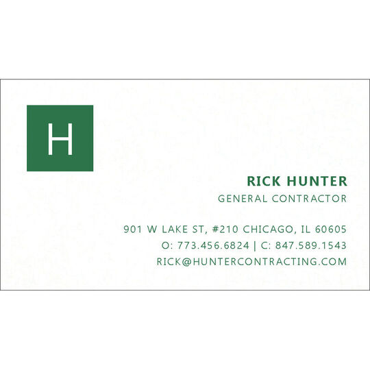 Block Initial Letterpress Contact Cards